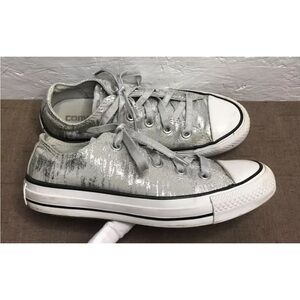 Converse Chuck Taylor Women's Low Top Sneaker Silver Metallic Canvas Size 6